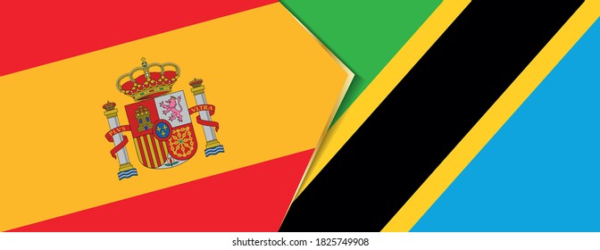 Banderas de España y Tanzania, dos banderas vectoriales símbolo de relación o confrontación.