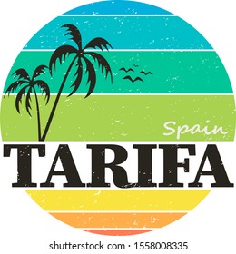 Spain, Tarifa, poster, banner, flyer, postcard, typography, t-shirt graphics, vector