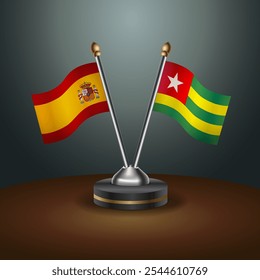 A tabela de Espanha e Togo sinaliza a relação com o plano de fundo gradiente. Ilustração de vetor