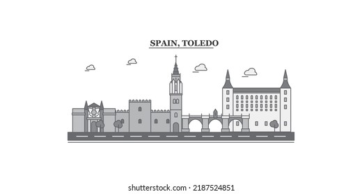 Spain, Toledo city skyline isolated vector illustration, icons