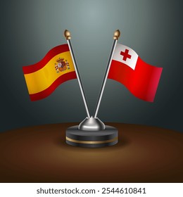 A tabela de Espanha e Tonga sinaliza a relação com o plano de fundo gradiente. Ilustração de vetor