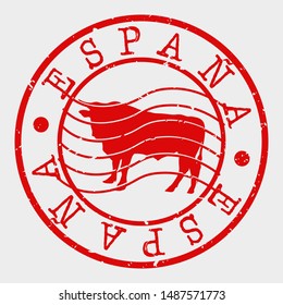 Spain Toro Stamp Postal. Map Silhouette Seal. Passport Round Design. Vector Icon. Design Retro Travel.