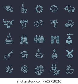 Spain traditional symbols set. Travel vector element