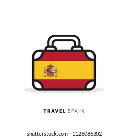 Spain travel concept. Suitcase vector icon with national country flag