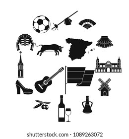 Spain travel icons set. Simple illustration of 16 Spain travel vector icons for web