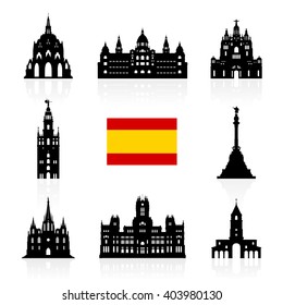 Spain Travel Landmarks Symbol. Vector and Illustration