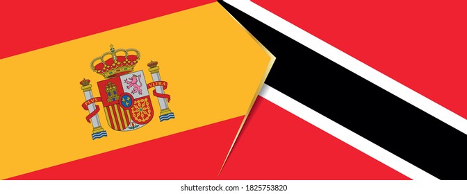 Spain and Trinidad and Tobago flags, two vector flags symbol of relationship or confrontation.