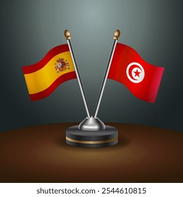 A tabela de Espanha e Tunísia sinaliza a relação com o plano de fundo gradiente. Ilustração de vetor