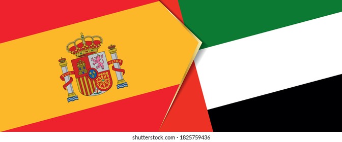 Spain and United Arab Emirates flags, two vector flags symbol of relationship or confrontation.