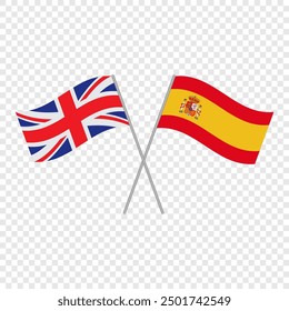 Spain and United Kingdom flags. Vector illustration