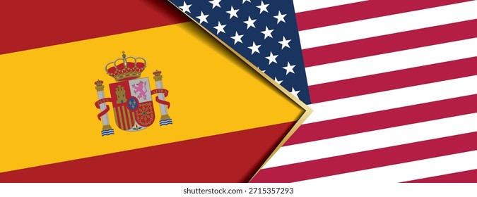 Bandeiras da Espanha e dos Estados Unidos que se sobrepõem simbolizando estreita relação histórica e diplomática