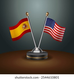 A tabela de Espanha e Estados Unidos sinaliza a relação com o plano de fundo do gradiente. Ilustração de vetor