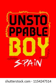 spain unstoppable boy,t-shirt design