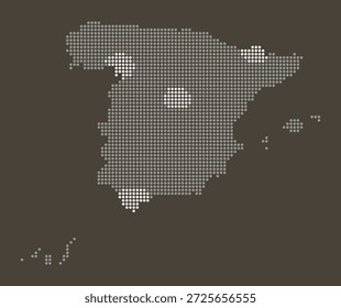 Mapa de Logística Urbana da Espanha com Rede Pontilhada para Turismo e Cadeia de Abastecimento. Espanha mapa pontilhado. 
