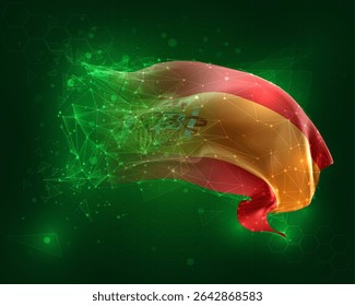 Spain, vector 3d flag on green background and numbers