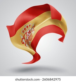 Spain, vector 3d flag with waves on a white background