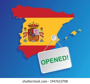 Spain vector illustration.  Reopen concept after the coronavirus pandemic. vector illustration
