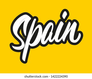 Spain vector lettering sign on yellow background