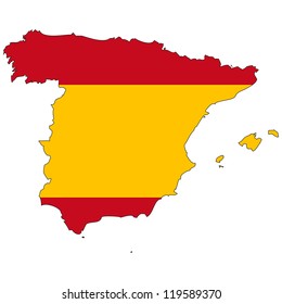 Spain vector map with the flag inside.