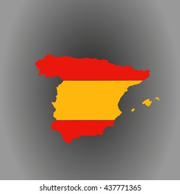 Spain vector map with the flag inside.