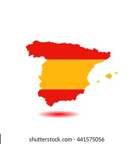 Spain vector map with the flag inside.