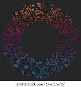 Spain vector pattern. Spanish traditional symbols and objects.