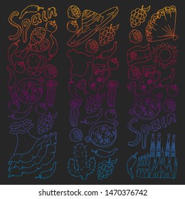 Spain vector pattern. Spanish traditional symbols and objects.