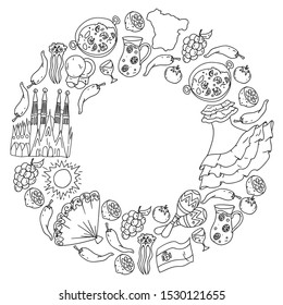 Spain vector pattern. Spanish traditional symbols and objects.