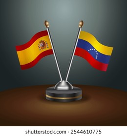 Tabela de Espanha e Venezuela sinaliza relação com fundo de gradiente. Ilustração de vetor