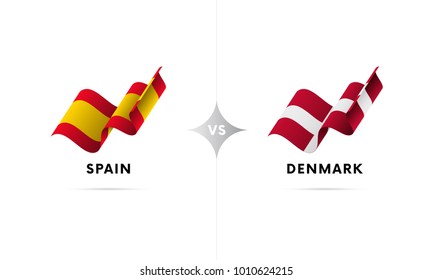Spain versus Denmark. Football. Vector illustration.