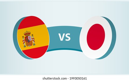 Spain versus Japan, team sports competition concept. Round flag of countries.