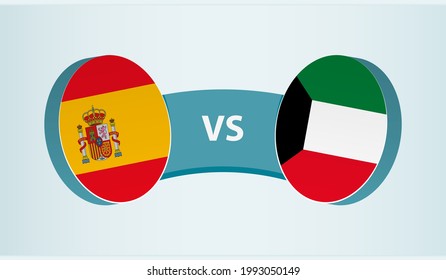 Spain versus Kuwait, team sports competition concept. Round flag of countries.