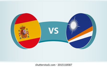 Spain versus Marshall Islands, team sports competition concept. Round flag of countries.