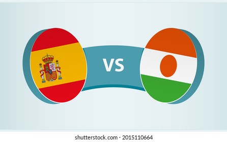 Spain versus Niger, team sports competition concept. Round flag of countries.