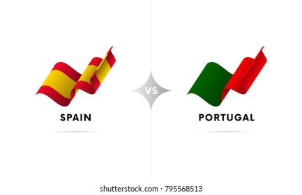 Spain versus Portugal. Football. Vector illustration.