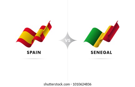 Spain versus Senegal. Football. Vector illustration.