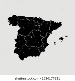 mapa do ícone da espanha vintage. Mapa de Espanha vintage com regiões isoladas sobre fundo branco.