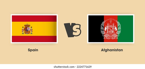 Spanien-Afghanistan-Flaggen auf der Seite. Kreative stylische Nationalflaggen Spanien gegen Afghanistan mit Hintergrund