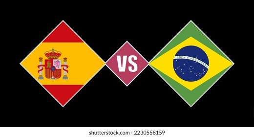 Spain vs Brazil flag concept. Vector illustration.