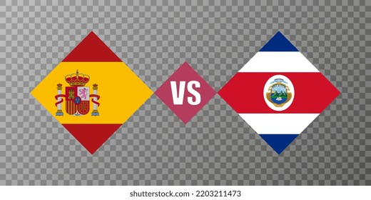 Spain vs Costa Rica flag concept. Vector illustration.