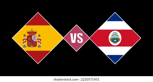 Spain vs Costa Rica flag concept. Vector illustration.