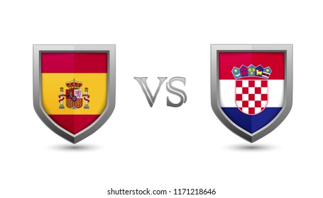 Spain vs croatia flag shield badges for international championship football competition