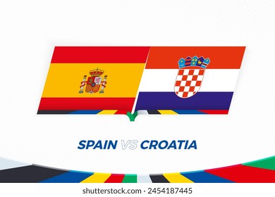 Spain vs Croatia in Football Competition, Group B. Versus icon on Football background. Sport vector icon.