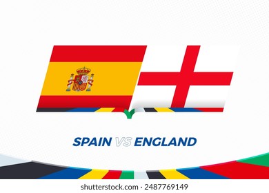 Spain vs England in Football Competition,Final. Versus icon on Football background. Sport vector icon.