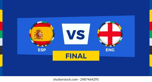 Spain vs England football match in Final. Football competition illustration on sport background. Vector illustration.