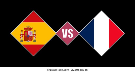 Spain vs France flag concept. Vector illustration.