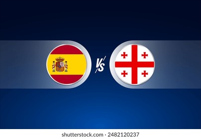 Spain vs Georgia on a blue background, Football soccer championship competition vector illustration