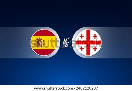 Spain vs Georgia on a blue background, Football soccer championship competition vector illustration
