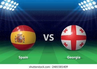 Spain vs Georgia. Soccer scoreboard broadcast graphic template. Europe football tournament 2024
