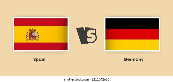 Banderas de España contra Alemania colocadas una al lado de la otra. Banderas nacionales creativas y elegantes frente a Alemania con antecedentes